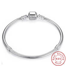 Pulseiras de prata 925 sólida originais, braceletes longos de osso de cobra de 16-23cm para mulheres, joias de casamento 2024 - compre barato
