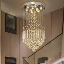 Modern Led Crystal Staircase Chandelier For Living Room Luxury Round Cristal Hanging Lamp Indoor Home Decor Light Fixture 2024 - buy cheap