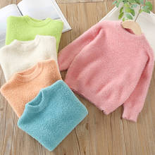Suéter tricotado para bebês e crianças, blusão quente 2-10 anos 90-2020 cm, gola redonda, cores magras, engrossamento, outono e inverno 140 2024 - compre barato