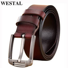 WESTAL-cinturones de cuero genuino para hombre, cinturón de diseñador, retro, con hebilla de pin, para sartenes 2024 - compra barato