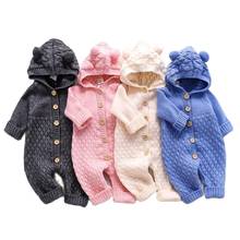 Spring Autumn Baby Knitted One-Piece Garment Open Button Knitted Solid Color Romper Newborn Boys Jumpsuits Toddler Girls Clothes 2024 - buy cheap