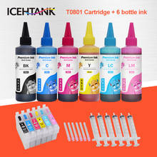 ICEHTANK T0801-T0806 чернильные картриджи для принтера + 6 × 100 мл комплекты для заправки чернил для принтера Epson Stylus Photo P50 T59 R265 270 285 290 360 2024 - купить недорого