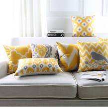 Nordic Cushion Geometric Throw Pillows  Linen Cotton Cushion Cover Yellow Lines Decorative Sofa Throw Pillow 2024 - buy cheap