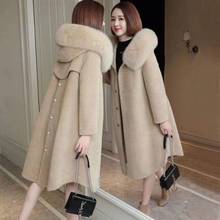 Long Thick Warm Fashion New Winter Parker Coat Sheep Shearing Fur One Fox Fur Winter Medium Hooded Women's Jackets 2024 - buy cheap