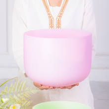 Cuenco de cristal de cuarzo esmerilado para cantar, cuenco de 10 pulgadas de Color rosa claro C D E F G A B para meditación 2024 - compra barato