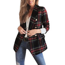 SAGACE 2020 Fashion Women Blazer Coat Retro Button Lattice Suit Jacket with Shoulder Pads Jacket Blazer Female Casual Coat 2024 - buy cheap