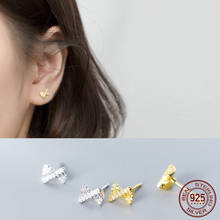 La Monada-pendientes de plata de primera ley con forma de lazo para mujer, aretes pequeños, plata esterlina 925, estilo minimalista, moda coreana, 925 2024 - compra barato