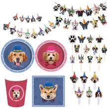 Dog Happy Birthday Banner Dog Disposable Plates Cup Napkin Banner Dog Birthday Party Decoration dog Party Decoration 2024 - buy cheap