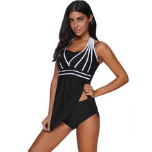 Summer Plus Size Sexy Tankini Set Swimming Dress Two-pieces Swimsuit Women Halter Soild Color High Waist Swimwear Bathing Suits 2024 - buy cheap