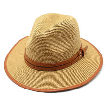Новинка, натуральная Панама, мягкая соломенная шляпа, летняя женская/мужская пляжная шляпа с широкими полями, защита от УФ лучей, шляпа-федора 2024 - купить недорого