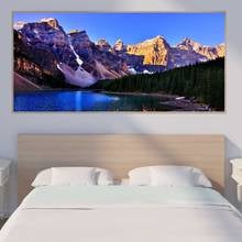 Pintura al óleo de paisaje rojo nieve montaña otoño lago arte lienzo pintura sala de estar pasillo Oficina decoración del hogar mural 2024 - compra barato