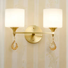 Jmzm-Lámpara de pared de cobre para dormitorio, mesita de noche, pasillo, doble cabezal, luz LED de un solo cabezal para baño, accesorios de iluminación para sala de estar 2024 - compra barato