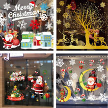 Новые рождественские украшения окна стеклянные наклейки Счастливого Рождества Санта-Клауса снега ПВХ съемные настенные наклейки для рождества дома наклейки 2024 - купить недорого