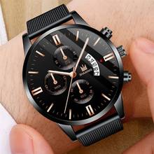 SHAARMS Relogio Masculino 2019 Luxury Black Watch Steel Quartz Wristwatch Male Man Fashion Business Watches Reloj Hombre 2024 - buy cheap