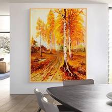 Arthyx pintados à mão árvore paisagem pintura a óleo sobre tela arte moderna abstrata imagem da parede para sala de estar casa decoração do hotel 2024 - compre barato