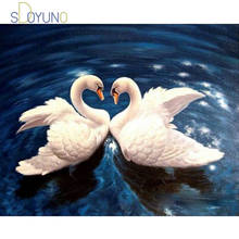 SDOYUNO-pintura por números con marco para adultos, pinturas acrílicas de animales, amantes, Cisne, regalo único para decoración del hogar 2024 - compra barato