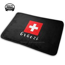 Swiss Flag With Grüezi Lettering 3D Household Goods Mat Rug Carpet Cushion Switzerland Swiss Hello Swiss German Dialect 2024 - buy cheap