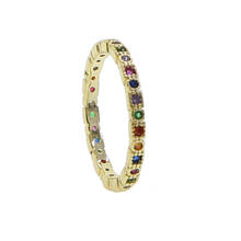 women wedding party cute tiny band ring jewelry gift with rainbow cz paved multi colorful finger ring for 2024 - buy cheap