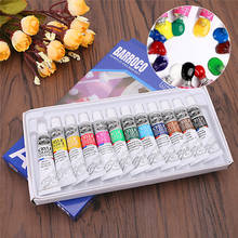 6 ML 12 Colors Professional Acrylic Paints Set Hand Painted Wall Painting Textile Paint Brightly Colored Art Supplies Free Brush 2024 - buy cheap