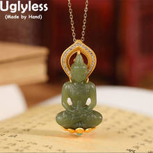 Colar pingente de buda sem corrente uglíssimo tamanho, pedras preciosas jade buddhistico 925 prata budas 2024 - compre barato