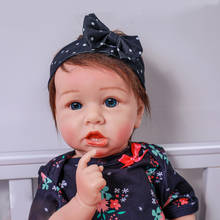 Boneca bebê reborn adorável, boneca recém-nascido com dentes de 20 "50cm, bonecas de silicone de corpo inteiro 2024 - compre barato
