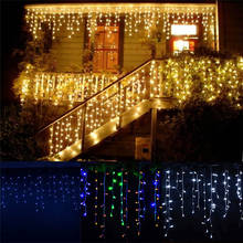 Guirnaldas navideñas de luces LED de 5M, AC220V, carámbano de cortina, guirnalda de luces, caída de 0,4-0,6 m, hadas decorativas para jardín y calle 2024 - compra barato