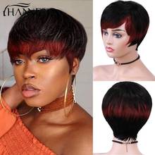 HANNE Wig Brazilian 100% Human Hair Wigs Short Straight Black Mixed Red Pixie Cut Wig Hair for Black Women Remy Hair Free Ship 2024 - buy cheap