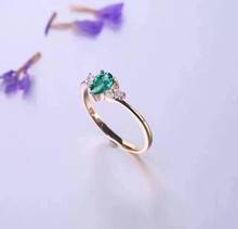 Anel com esmeralda natural e real, anéis com pedras preciosas para casamento e noivado, joias finas para presente, atacado, 100% 2024 - compre barato