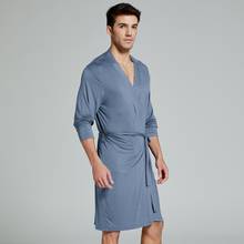 Camisola modal masculina roupão de banho sexy vestido sleepwear noite camisa loungewear pijamas 2024 - compre barato