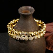 Luxury Royal Crown Charm Bracelet Men Fashion Gold Adjustable Natural Stone Beads Men Bracelet Homme Jewelry Gift 2024 - buy cheap