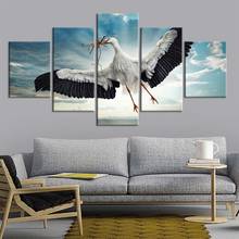 Настенная модульная Картина на холсте HD печатные плакаты домашний декор картины 5 шт. животные Лебедь Кран художественные картины рамки 2024 - купить недорого