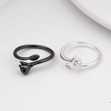 Fashion Lady Silver Plated Ring Female Bride Wedding Accessories Girls Charm Black Rose Rings For Women Jewelry 2024 - buy cheap