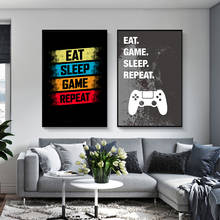 Настенный постер для игр «Eat Sleep», художественный постер на холсте для игроков, декоративная картина для комнаты мальчиков, игровой комнаты 2024 - купить недорого
