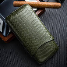 New LUBINSKI Genuine Leather Snake Skin Leather Style Cigar Travel Cigar 2/3 Tubes Holder Cigar Humidor Case Supplies For COHIBA 2024 - buy cheap
