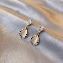 SHELA S925 Sterling SilverPins Opal Stone Stud Earrings For Women Rhinestone Waterdrop Korean White Fashion Jewelry Pendientes 2024 - buy cheap