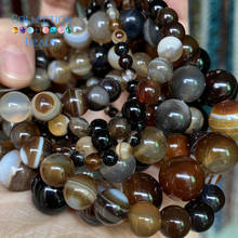 Natural Coffee Stripe Agates Stone Spacer Loose Round Beads For Jewelry Making 4-12 mm Diy Bracelets Accessories 15" Wholesale 2024 - buy cheap