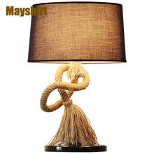 Vintage Hemp Rope Table Lamp for Bedroom Art Deco Living Room Table Light Home Deco Retro Bedside Lamp Bar Study Light Fixture 2024 - buy cheap