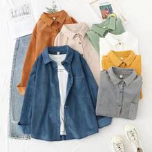 Spring Autumn Fashion Woman Blouses 2021 Thick Corduroy Vintage Clothes Single Breasted Women's Shirt Solid Color Blusas Mujer 2024 - buy cheap