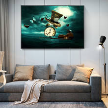 Abstract Clock Violin Butterfly Hat Creative Art Canvas Print Painting Weird Surrealism Wall Picture Home Decoration Poster 2024 - buy cheap