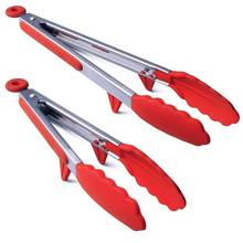 Kapmore 2Pcs/Set Silicone Nylon Tongs Stainless Steel Non-Slip Kitchen Tongs Food Tongs With Stand Kitchen Cooking Tools 2024 - buy cheap