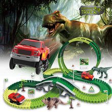 Electric Toy Dinosaur Rail Car Car Breakthrough Big Adventure Small Train Racing Diy Assembled Track Toy Children Birthday Gift 2024 - buy cheap