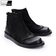 Botas de trabajo de estilo británico para hombre, botines con cremallera y punta redonda, Estilo Vintage, militar, de cuero Real, color negro y caqui, 100% 2024 - compra barato