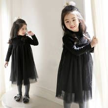 Girls Long sleeve Dresses 2020 new Autumn winter Kids black mesh Dress for Girls Clothes Princess Costumes 3 4 6 7 8 10 12 Years 2024 - buy cheap