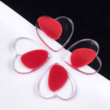 5 piezas de cuentas de corazón de resina transparente roja para la fabricación de colgantes, accesorios de bricolaje, medio perforado, medio agujero: 1mm F65 2024 - compra barato