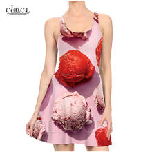 CLOOCL Ice Cream New Fashion Cute Dress Ladies Summer Party Girls 3D Print Dress Sexy Sleeveless Dresses 2024 - buy cheap