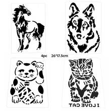 4pc Stencil Lucky Cat Animal Painting Template DIY Coloring Embossing Stencil Scrapbook Diary Album Decoration Doodle Reusable 2024 - buy cheap