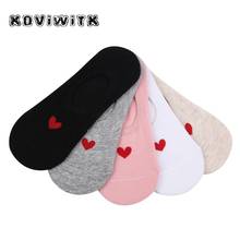 Red Heart Stripe Solid Cotton Sock Black Ankle women Love Casual fashion College Girl Socks Harajuku White happy female lady Sox 2024 - buy cheap