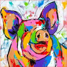 Pintura por números de cerdo para adultos, lienzo sin marco, 40x50, pinturas acrílicas para colorear, dibujo por números, arte para decoración del hogar 2024 - compra barato