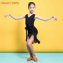 Latin Dance Practice Clothes Girls Sexy Tassel Dress Competition Clothing Children Profession Performance Costume Summer 2024 - buy cheap