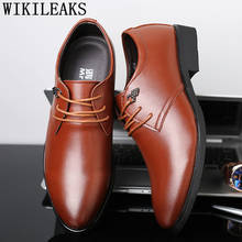 Sapatos masculinos de escritório de couro, sapatos pretos de designer para homens estilo oxford, sapatos de casamento marrom, calçados masculinos italianos homens em couro de luxo 2024 - compre barato